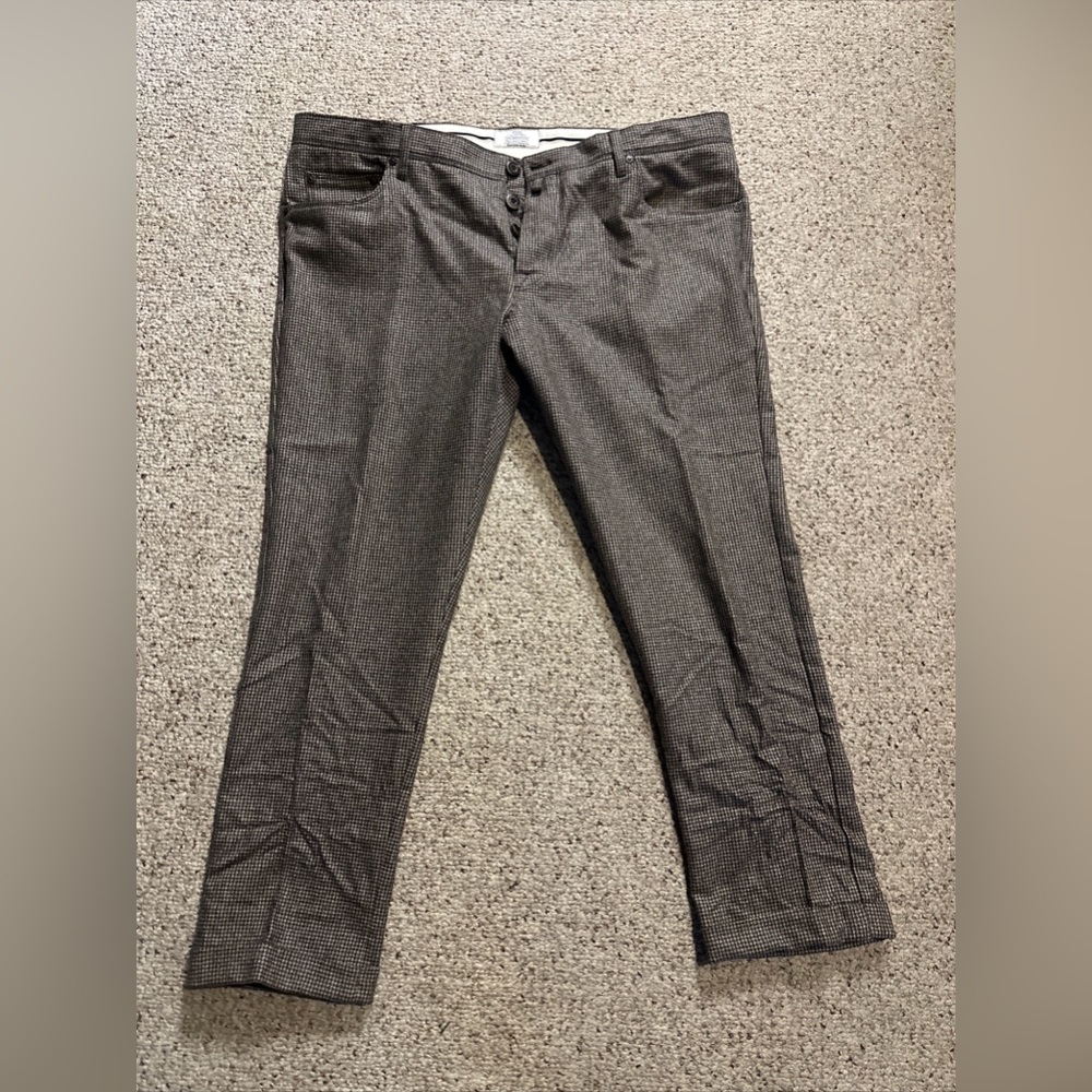 PT05 Cinquetasche Torino 42/27 Low Ride Pants. 100% Wool, Button Front Caffed